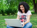 woman using laptop