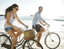 Couple using sharing economy to help save on vacation