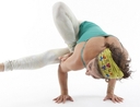 Woman in difficult yoga pose