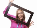 woman holding frame