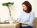 woman using laptop