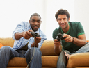 men playing video game