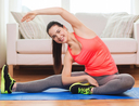 woman exercise living room
