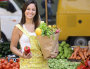 woman organic food shopping