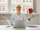 Woman in office meditating