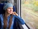 Woman taking unforgettable train ride