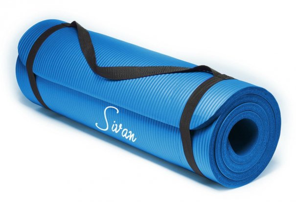 1/2" Thick Sivan Health & Fitness Yoga Mat 71" Inch Long NBR Comfort Foam 