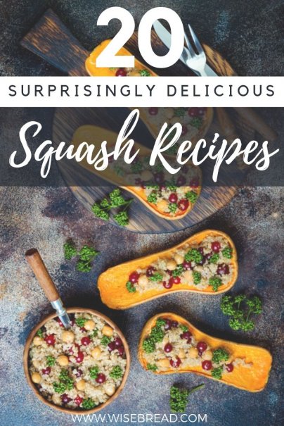 Squashes are so healthy, versatile, and delicious that creative people keep coming up with new and unique recipes. Here are 20 squash recipes to try throughout the holiday season and beyond. | #squash #squashrecipes #recipes