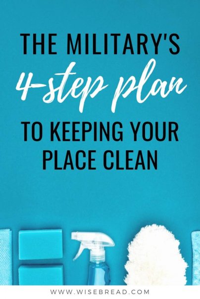 Want to start your spring cleaning? In just four steps, you too can have an inspection-passing home, and spend less time keeping it clean that way. #cleaninghacks #cleaningtips #housekeepingtips
