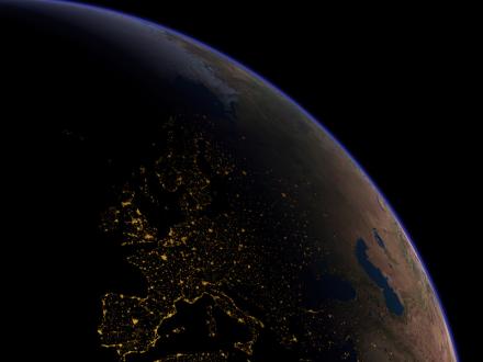 Night shot of Europe from space