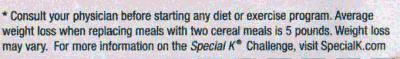 kellog's special k2o disclaimer